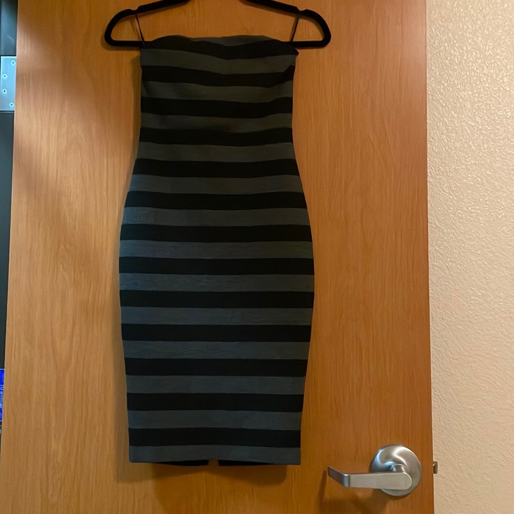 Express black and gray dripped body con dress